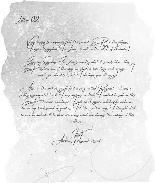 Another handwritten album letter, blurred